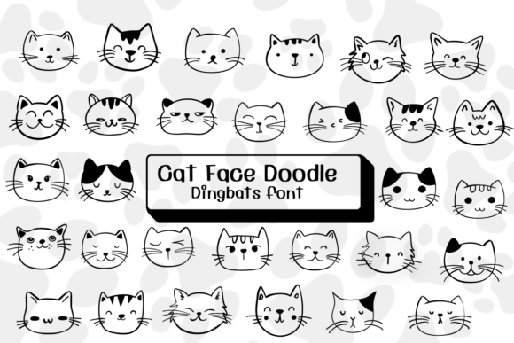 Cat Face Doodle Font for Handmade Product Design